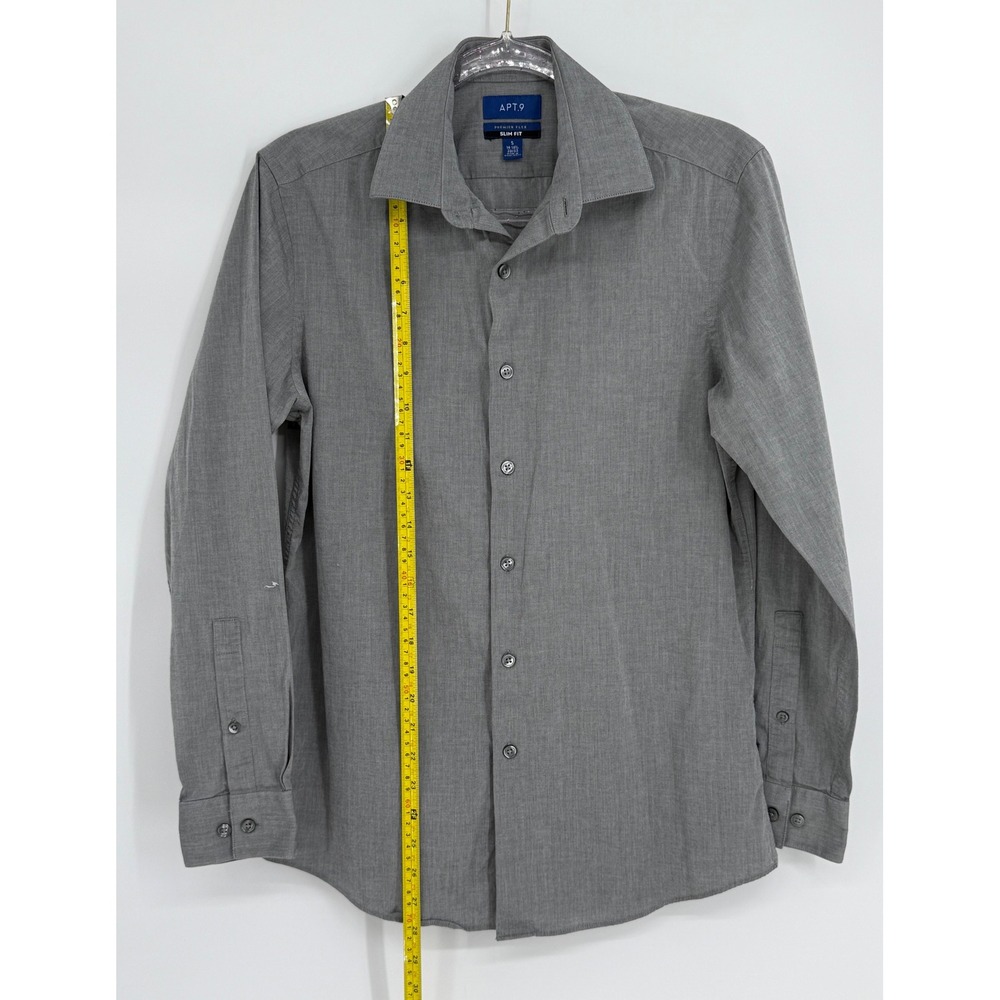 Apt. 9 Mens Premier Flex Slim Dress Shirt Grey Long Sleeve Sz S 14-14.5 32/33 - Picture 2 of 10